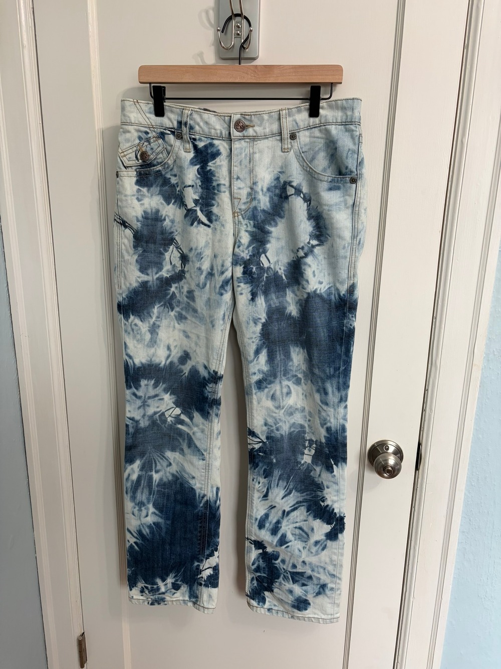 Rock & Republic Neil Men's Jeans Size 33x32 Blue Tie Dye Bleach Wash